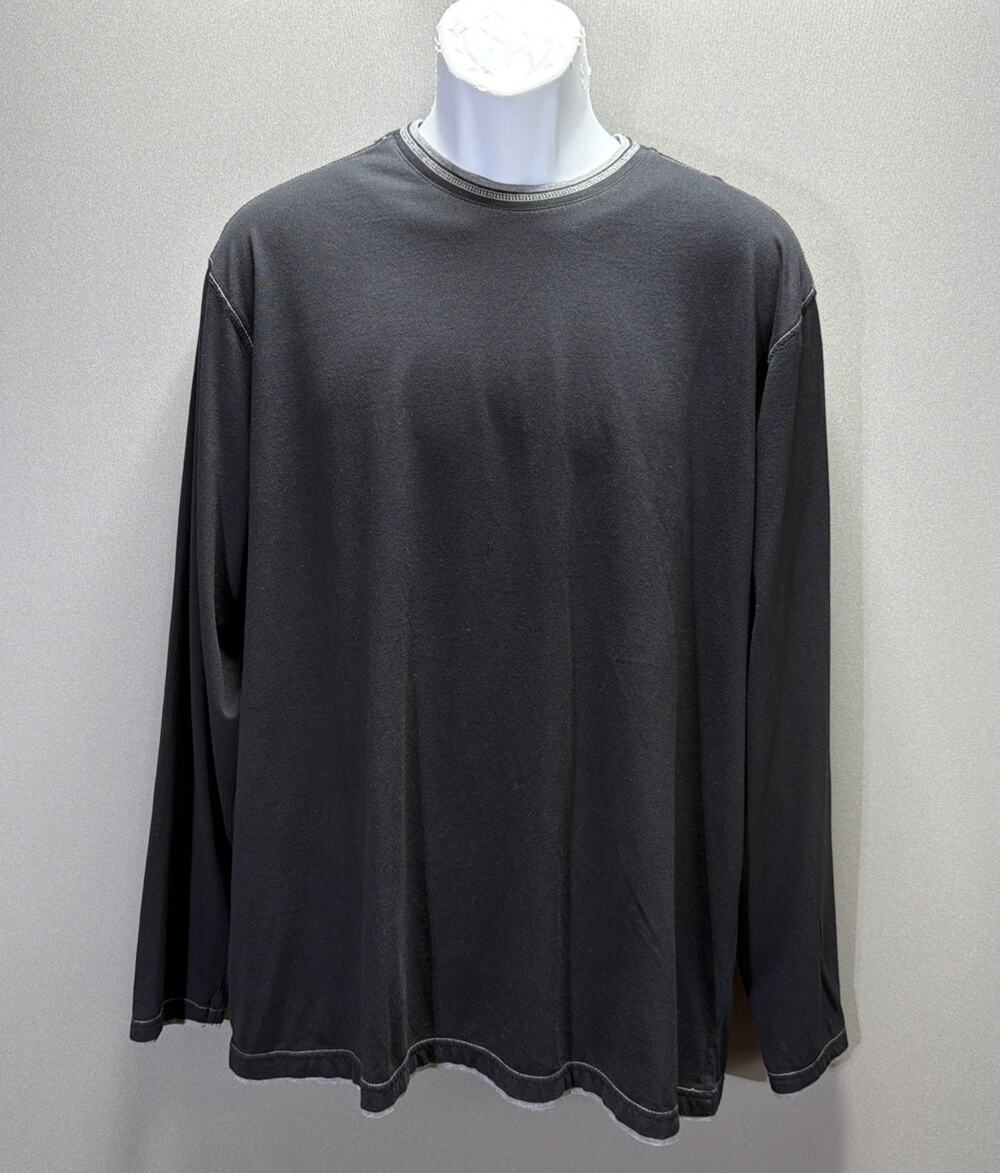 Roundtree & Yorke Men's L Black Soft Washed Long Sleeve Crew Neck Tee T Shirt